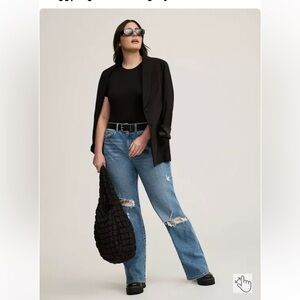 Torrid Size 22 R- High-Rise Baggy Straight Distressed Blue Jeans - Women